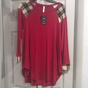 NEW Boutique Red plaid long sleeve top